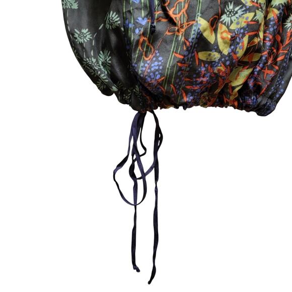 Johnny Was Floral Blouse Womens Sz S Green Multi Silk Pintuck Bohemian Boho Top‎ - Picture 6 of 9